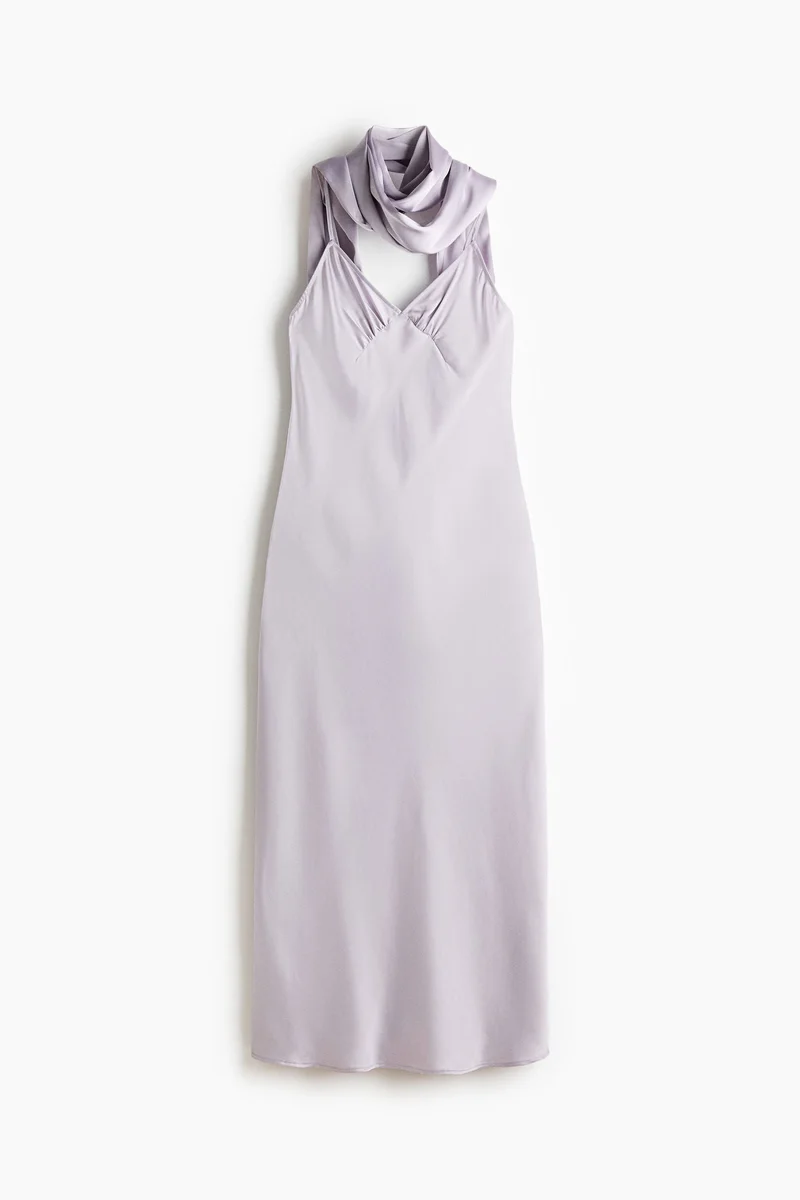 H&M  Strappy satin dress with scarf for Women | Best Price UAE