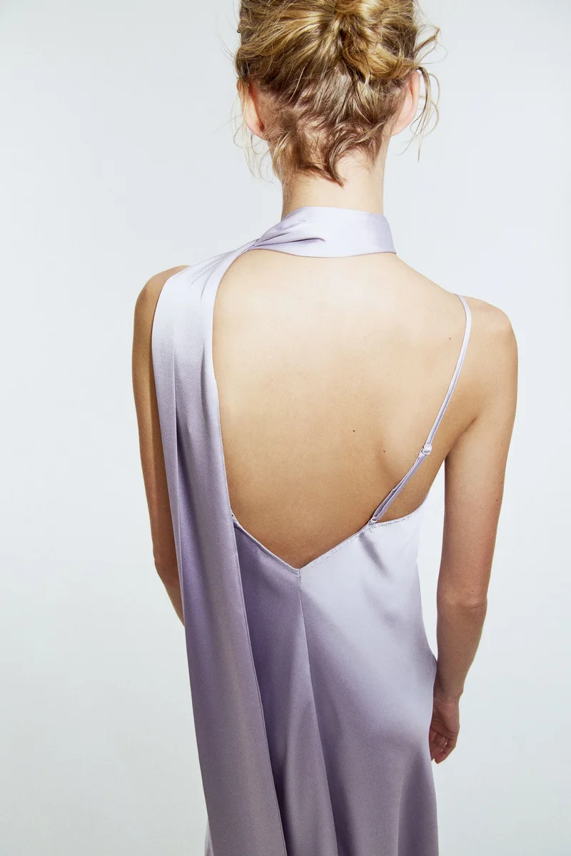 H&M  Strappy satin dress with scarf for Women | Best Price UAE