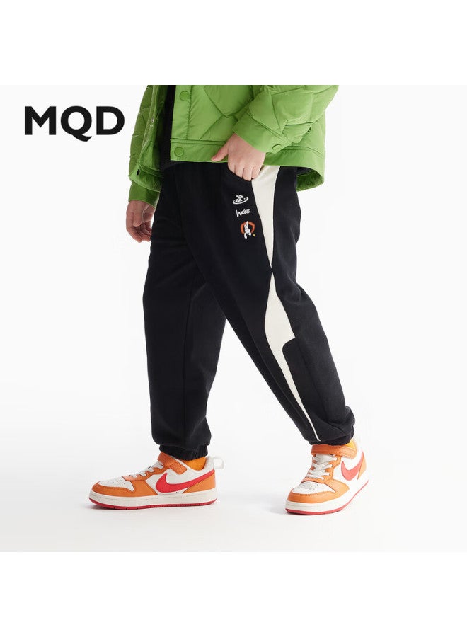 Mqd Boys' Knitted Pants, Spring And Autumn Style, Sports Casual Trousers, Black, Size 130 - Image 1