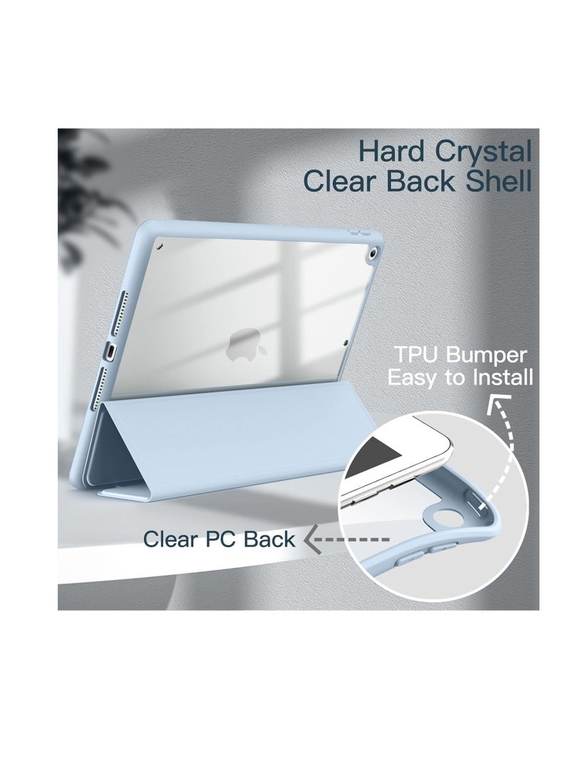 Generic Case Compatible with iPad 10.2 Inch (9th Generation 2021/8th Gen 2020/7th Gen 2019), Auto Wake/Sleep Cover with Pencil Holder (Light Blue)  - Image 2