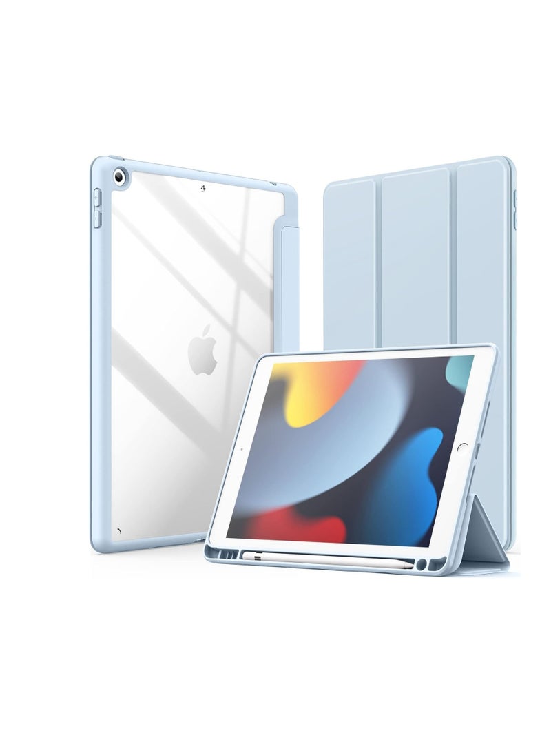 Generic Case Compatible with iPad 10.2 Inch (9th Generation 2021/8th Gen 2020/7th Gen 2019), Auto Wake/Sleep Cover with Pencil Holder (Light Blue)  - Image 1