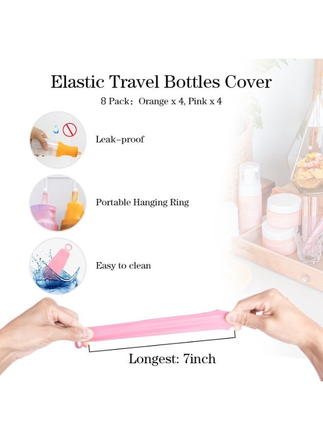 8 Pack Elastic Sleeves for Leak Proofing Travel, Portable Leak Locks Toiletries, Reusable Travel Bottles Leak Proof Silicone Sleeve Covers for Travel Container in Luggage Toiletries Accessory - Image 4