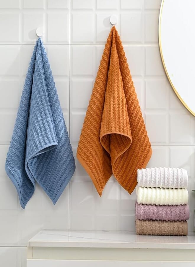 5-Piece Soft Absorbent Towel Set 30x30 cm Ribbed Design Cleaning Cloths for Kitchen and Bathroom Daily Use Versatile Multi-Color Washcloths