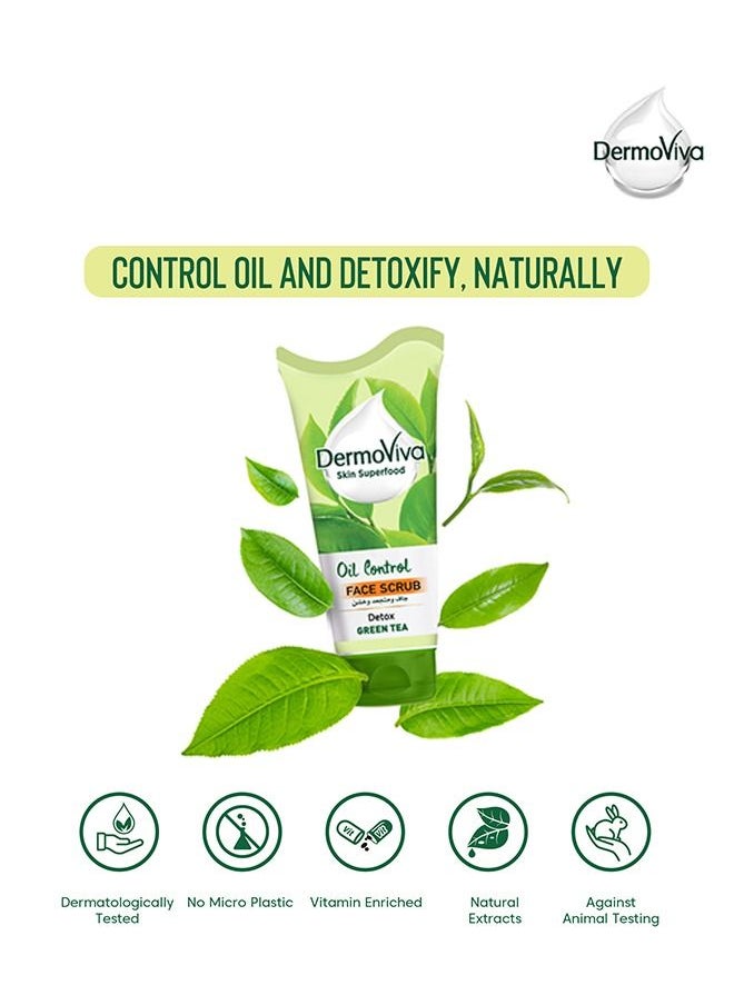 DermoViva - Dermoviva Oil Control Face Scrub Purifying Green Tea | Detoxifying Properties | Helps Maintain the Oil Balance of Your Skin -150ml - Image 1
