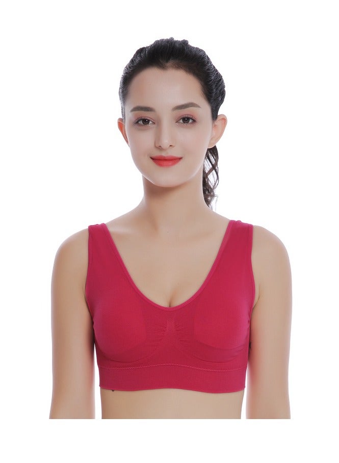 AROAQ Women Sports Bra, Fitness Sports Yoga Bra with Removable Padding,  Double-layer Seamless  Sports Bra without Rims, Comfortable Soft Bra for Workouts Running Yoga Trainings, (Size XL, Rose Red)  - Image 1
