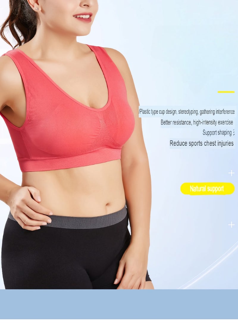 AROAQ Women Sports Bra, Fitness Sports Yoga Bra with Removable Padding,  Double-layer Seamless  Sports Bra without Rims, Comfortable Soft Bra for Workouts Running Yoga Trainings, (Size XL, Rose Red)  - Image 2