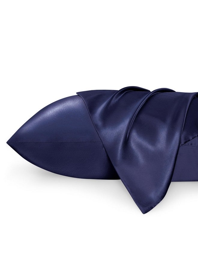Bedsure King Size Satin Pillowcase Set of 2 - Navy Silky Pillow Cases for Hair and Skin with Envelope Closure, Similar to Silk Pillow Cases, Gifts for Women Men, 20x36 Inches - Image 1