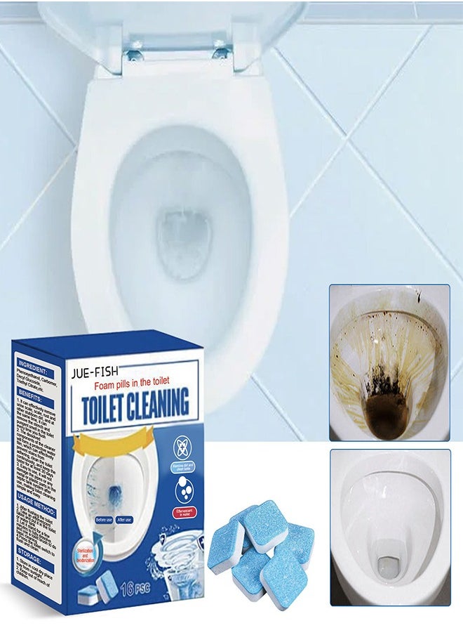 Ultra-Clean Toilet Effervescent Tablets, Automatic Toilet Cleaner, Toilet Disinfection Tablets, Cleaning Decontamination, Urine Stain Remover, Toilet Cleaning Spirit（1 Box of 16 Pieces）