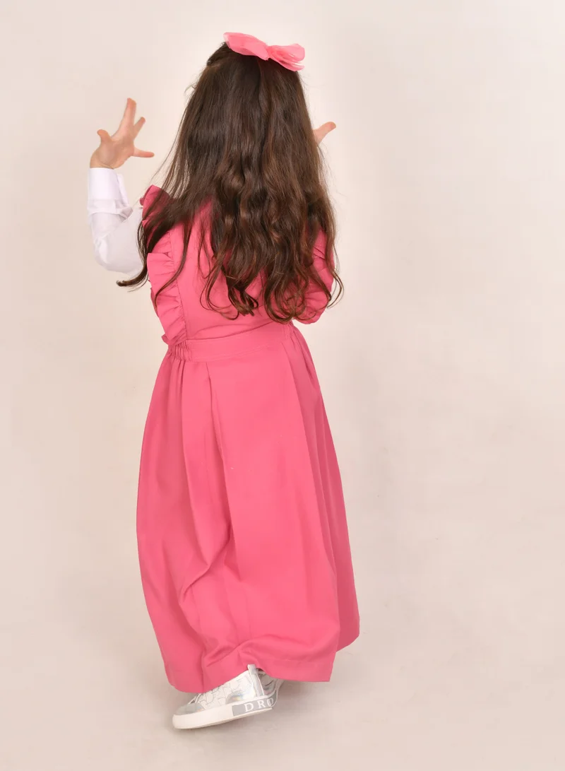 HAWRAA ABAYA Pink apron with wide ruffles and elasticated cuffs on the sides - primary