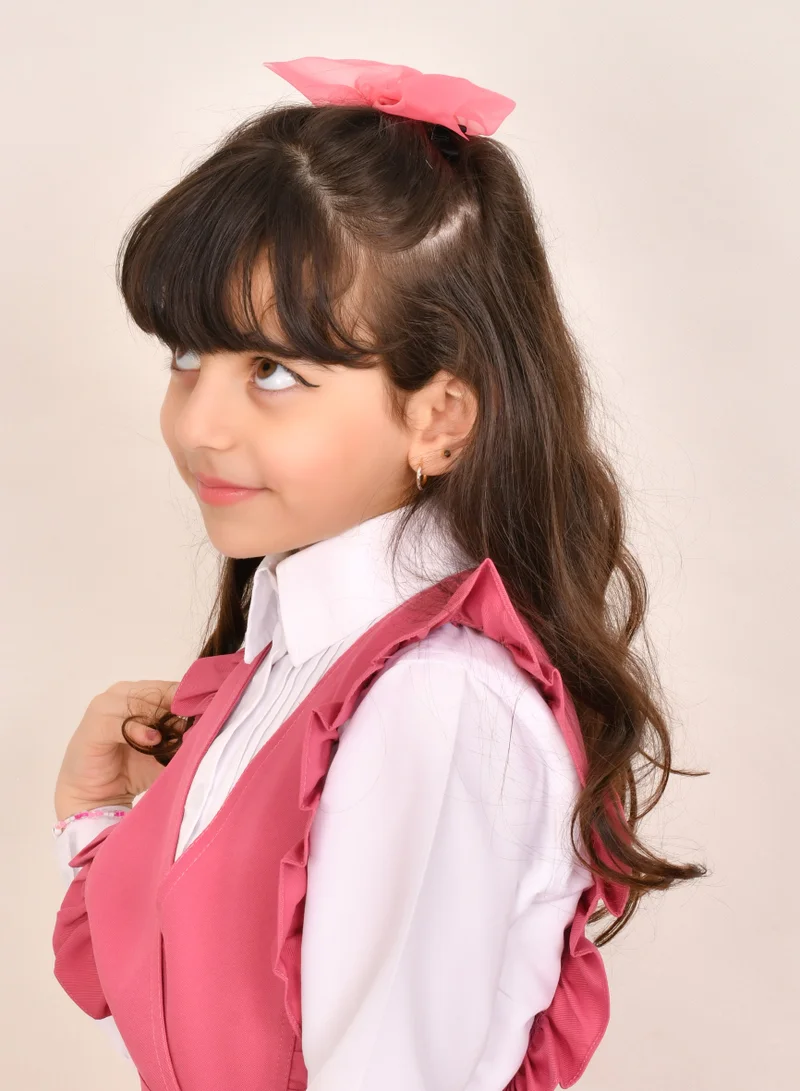 HAWRAA ABAYA Pink apron with wide ruffles and elasticated cuffs on the sides - primary