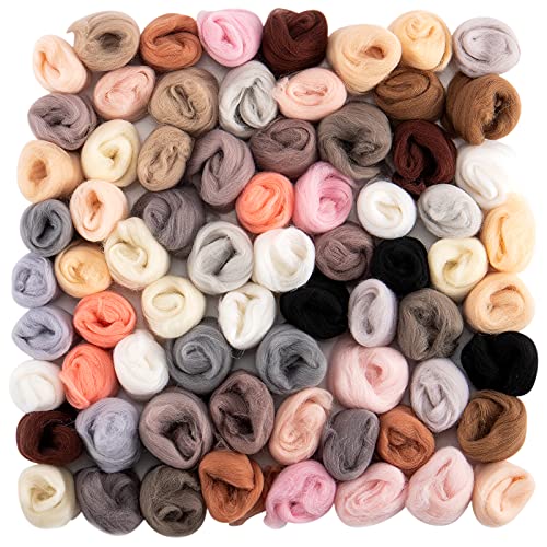 Big Gun 72pcs 7.6 oz Needle Felting Wool- 24 Colors Nature Wool Roving Yarn for Beginners Hand Spinning Felting Supplies, 3g/Pack - Image 1