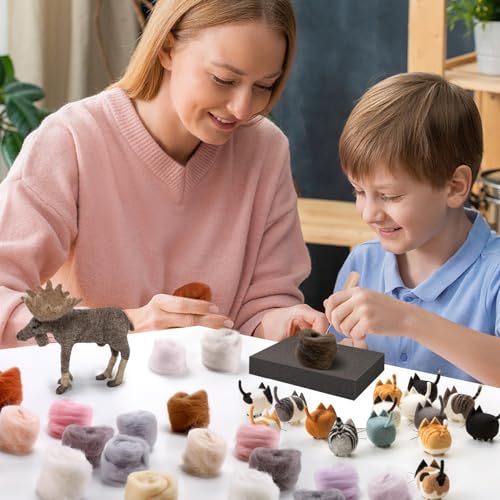 Big Gun 72pcs 7.6 oz Needle Felting Wool- 24 Colors Nature Wool Roving Yarn for Beginners Hand Spinning Felting Supplies, 3g/Pack - Image 4