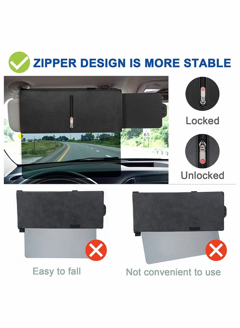 Universal Polarized Car Sun Visor Extender with Zipper Slider, Anti-Glare Protection from Sun, Snow, Fog and UV Rays for Cars and SUVs - Image 4