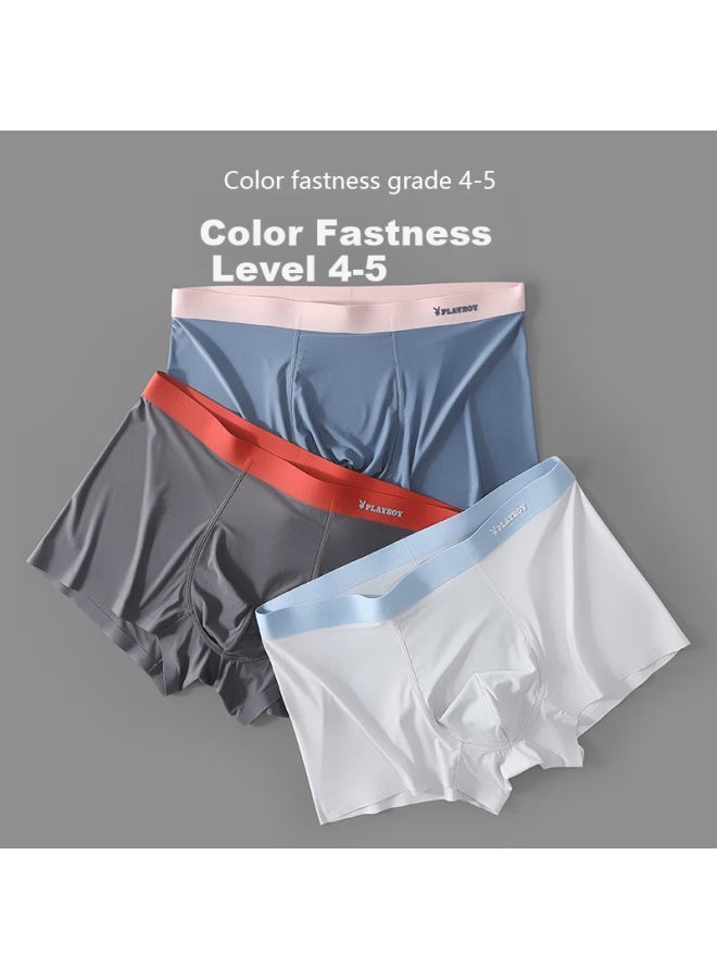 Playboy Men's High Support Ice Silk Thin Antibacterial Seamless Men's Underwear Summer Cool Boxer Briefs - Image 3
