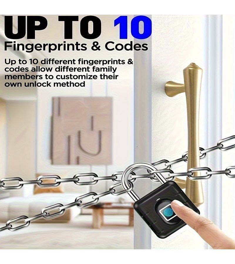 Smart Fingerprint Padlock Keyless Locker Lock For Travel Gym Warehouse Door - Image 3