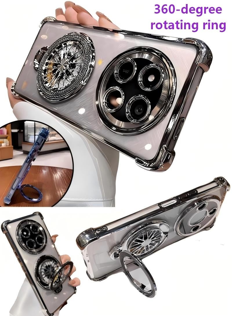 جراب هاتف Honor X9c مع حامل حلقي [متوافق مع المجلات]، مقاوم للاصفرار، شفاف، يوفر حماية كاملة للكاميرا، يخفف الضغط، جراب هاتف مميز، مناسب لهاتف Honor X9c (قطعة واحدة) - Image 1