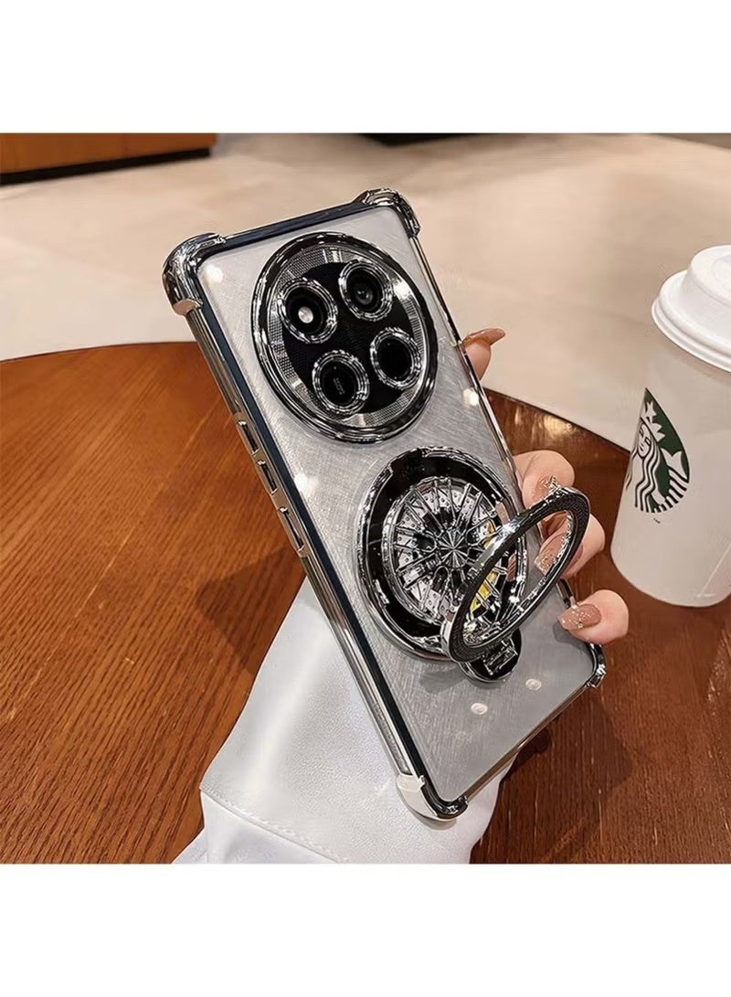 جراب هاتف Honor X9c مع حامل حلقي [متوافق مع المجلات]، مقاوم للاصفرار، شفاف، يوفر حماية كاملة للكاميرا، يخفف الضغط، جراب هاتف مميز، مناسب لهاتف Honor X9c (قطعة واحدة) - Image 3