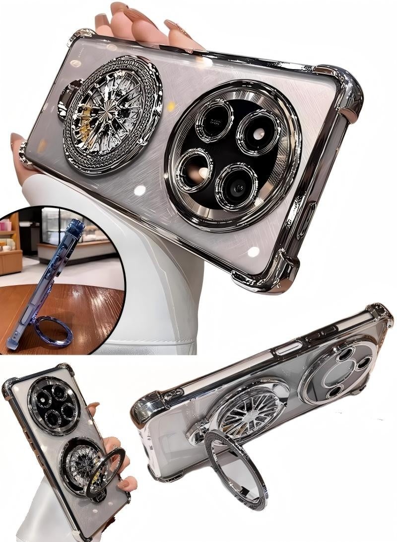 جراب هاتف Honor X9c مع حامل حلقي [متوافق مع المجلات]، مقاوم للاصفرار، شفاف، يوفر حماية كاملة للكاميرا، يخفف الضغط، جراب هاتف مميز، مناسب لهاتف Honor X9c (قطعة واحدة) - Image 2