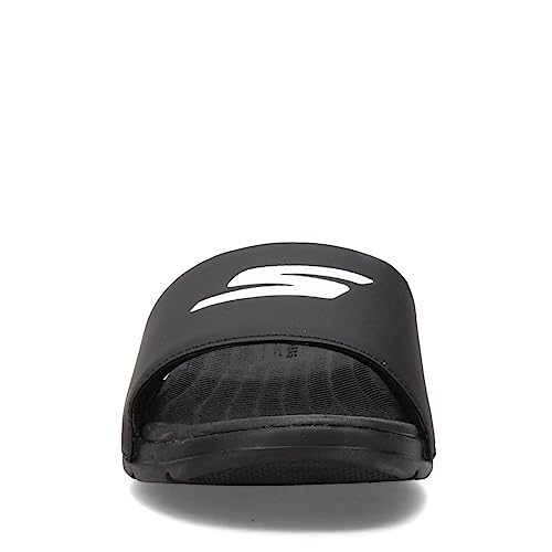 Skechers Men's Go Consistent Slide Sandals – Athletic Beach Shower Shoes with Foam Cushioning, Black/White, 12 - Image 3