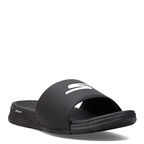 Skechers Men's Go Consistent Slide Sandals – Athletic Beach Shower Shoes with Foam Cushioning, Black/White, 12 - Image 1