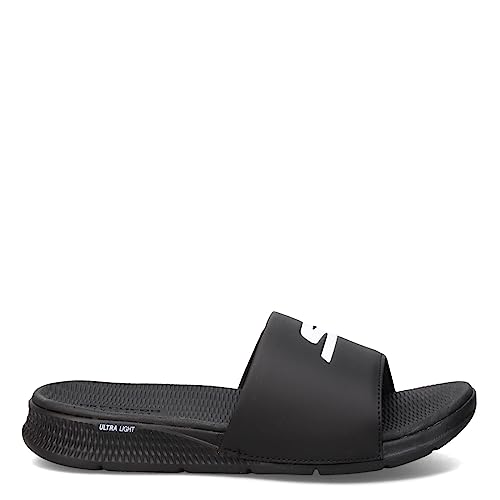 Skechers Men's Go Consistent Slide Sandals – Athletic Beach Shower Shoes with Foam Cushioning, Black/White, 12 - Image 2