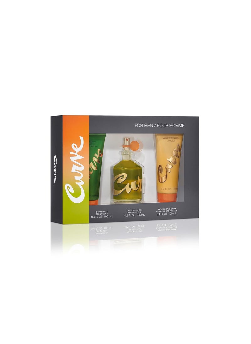 Curve Curve Mens Cologne Fragrance Set Body Wash Aftershave Balm  Cologne Casual Day or Night Scent Fathers Day 3 Piece Gift Set 