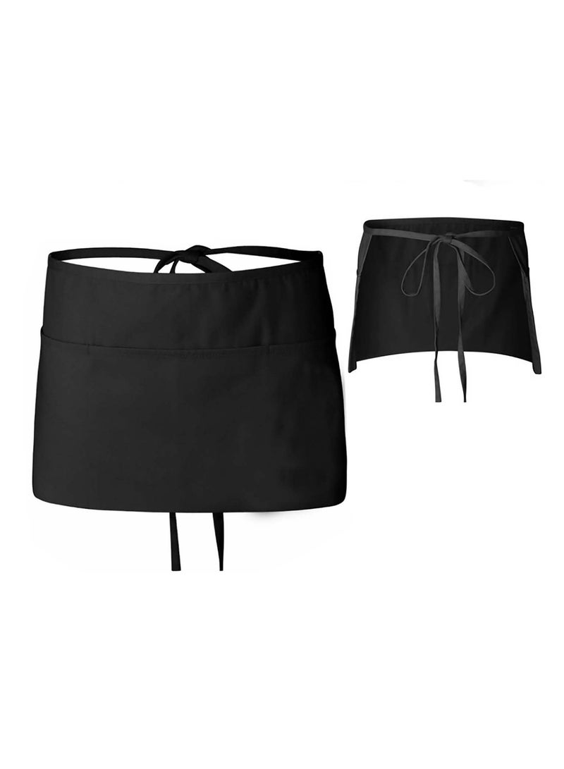 Y&D Waist Apron, Half Waiter Server Aprons for Women Men, Stain & Wrinkle Resistant Home and Kitchen Cooking, Waiters, Garden, Coffee, One Size Fits All (Black 2Pcs)  - Image 1