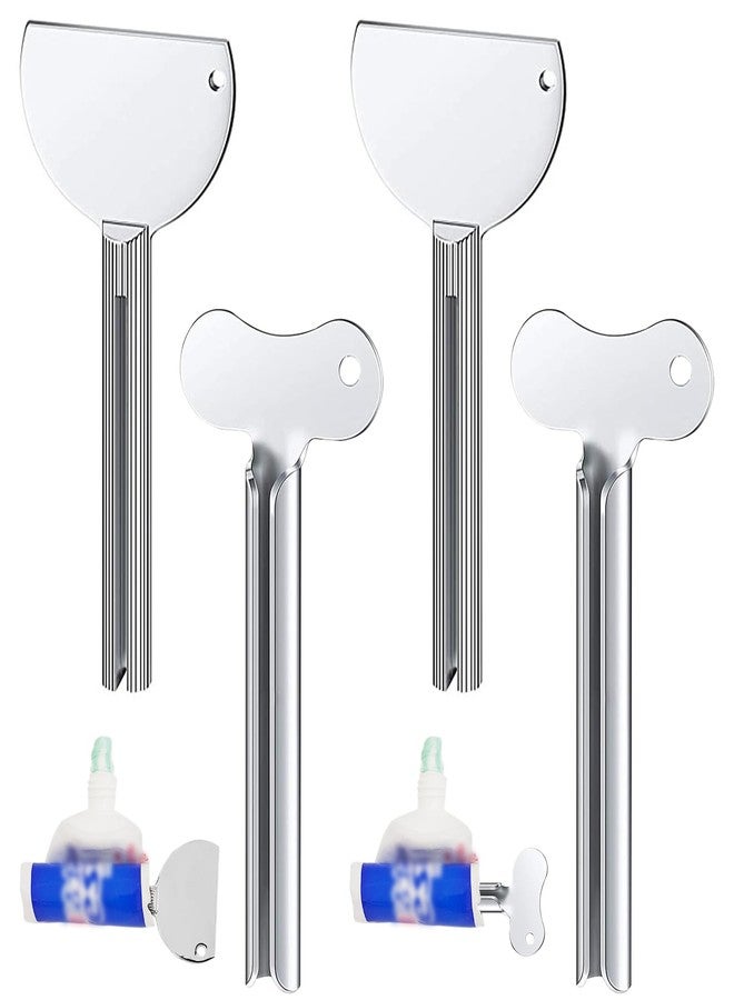 DENGXINWEI 4 Pcs Toothpaste Tube Squeezer,Keys Metal Roller Hair Dye Dispenser Tool, Stainless Steel Toothpaste Squeezers,Metal Tube Key Squeezers Tooth Paste Squeezer for Bathroom Cosmetic Paint Hand Cream - Image 1