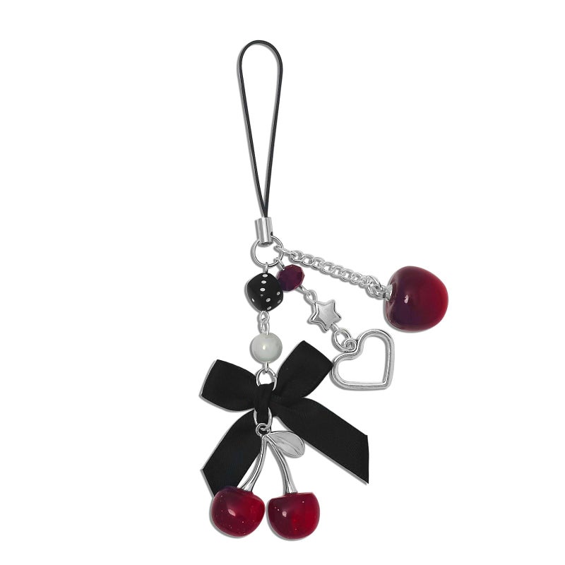 Nalefow Phone Charms Strap Cute Cherry CellPhone Straps Aesthetic Pink Red Black BlueCherry Phone Chain for Camera Keychain Bag Pendant Decor Gift (Cherry Apple) - Image 1