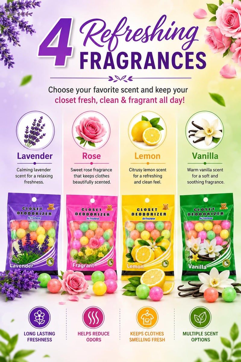 Scented Naphthalene Balls, Lemon & Vanilla Fragrance, Closet Deodorizer, 2 Pack - Image 3