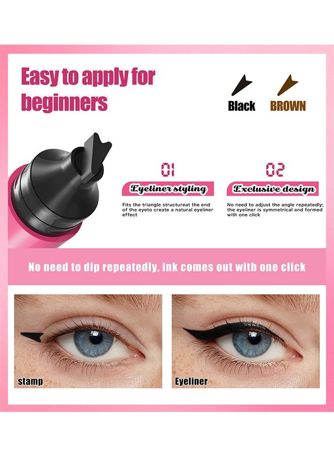 HelloKiss 2 In 1 Stamp Eyeliner, Winged Eyeliner Stamp Pen, Double Head Liquid Eyeliners Stamps Pens with Smudge-Proof, Long-Lasting & Quick Drying, Easy & Quick Eye Makeup for Beginners (Black) - Image 4