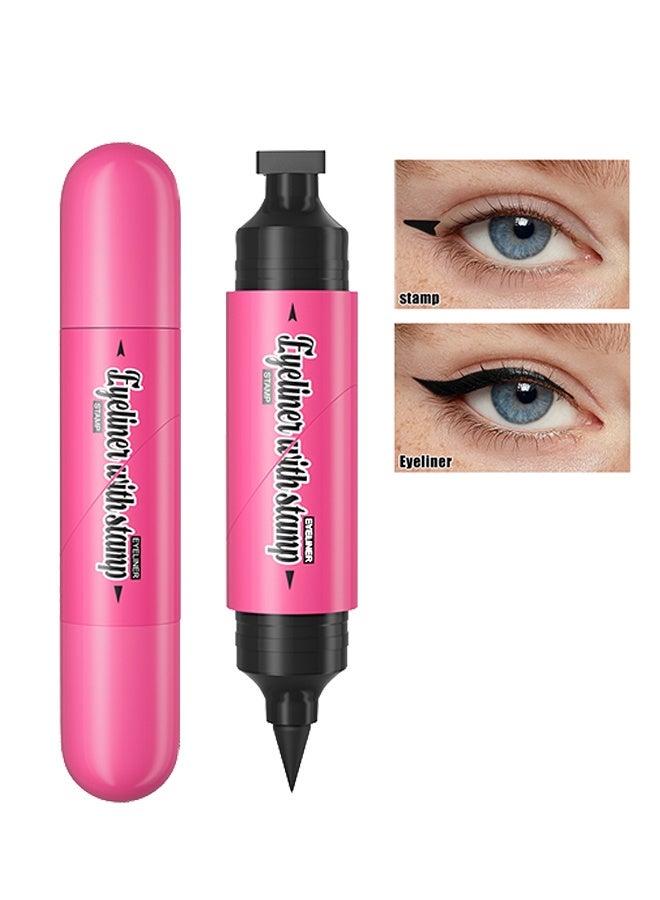HelloKiss 2 In 1 Stamp Eyeliner, Winged Eyeliner Stamp Pen, Double Head Liquid Eyeliners Stamps Pens with Smudge-Proof, Long-Lasting & Quick Drying, Easy & Quick Eye Makeup for Beginners (Black) - Image 1