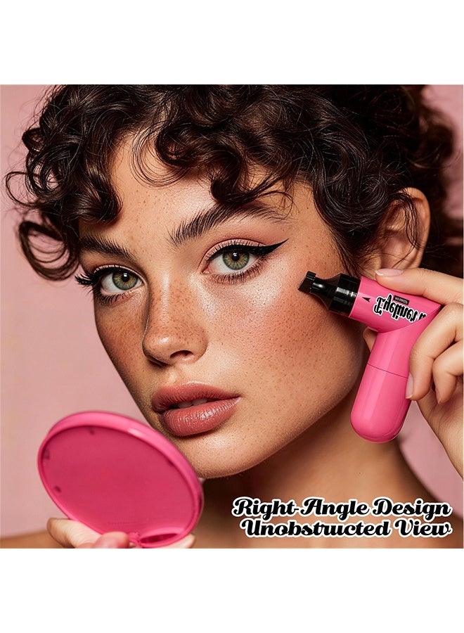 HelloKiss 2 In 1 Stamp Eyeliner, Winged Eyeliner Stamp Pen, Double Head Liquid Eyeliners Stamps Pens with Smudge-Proof, Long-Lasting & Quick Drying, Easy & Quick Eye Makeup for Beginners (Black) - Image 3