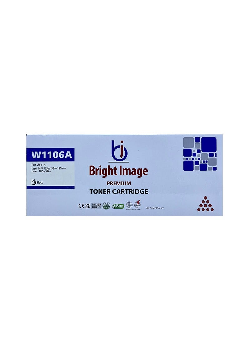 Bright Image W1106A Black Toner Cartridge With Chip – High Yield Replacement for HP LaserJet MFP  135a/135w/137fnw and HP Laser 107a/107w 
