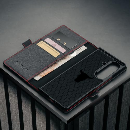 TORRO Case Compatible with Samsung Galaxy Z Fold7 2025 – Premium Leather Wallet Case with Stand Function and Card Slots (Black) - Image 4