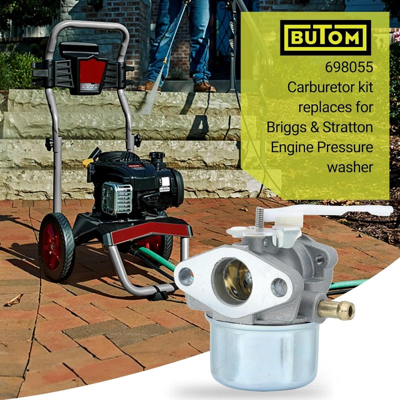 Butom 698055 Carburetor + 697029 690610 Air Filter Tune Up Kit for Briggs & Straton 690152 694203 121602 121607 121612 Engines - Image 2