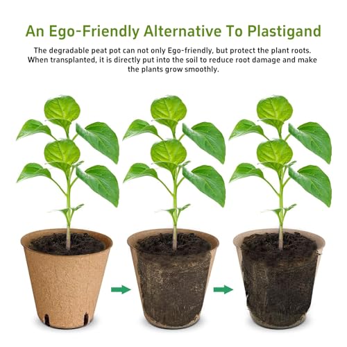 ANGTUO 102 Pcs Peat Pots for Seedlings, 3.14 inch Biodegradable Seed Nursery Pot with Drainage Holes, Seedling Pots Include 50 Labels - Image 3