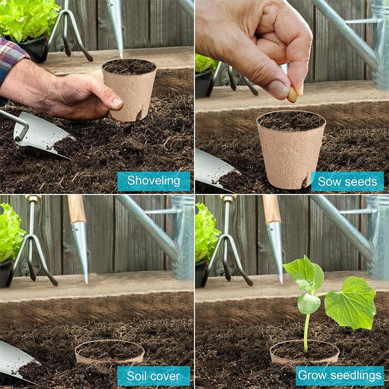 ANGTUO 102 Pcs Peat Pots for Seedlings, 3.14 inch Biodegradable Seed Nursery Pot with Drainage Holes, Seedling Pots Include 50 Labels - Image 4