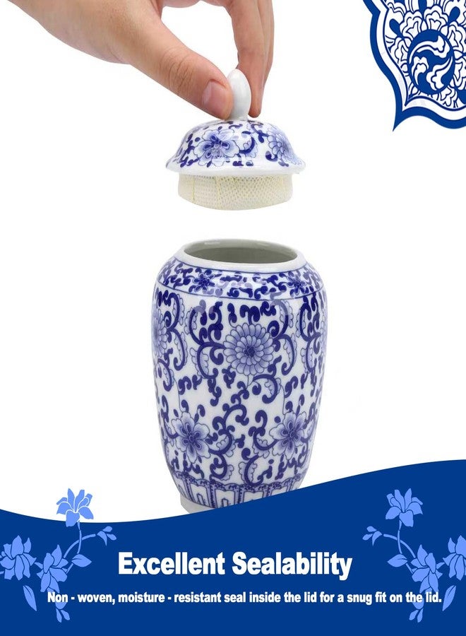 BUWUSMU Set of 4 Small Blue and White Chinoiserie Porcelain Vases - Ginger Jars for Home Decor, Bedroom, Living Room, Console Table Top Decor - Table Accent Shelf (Vibrant) - Image 4