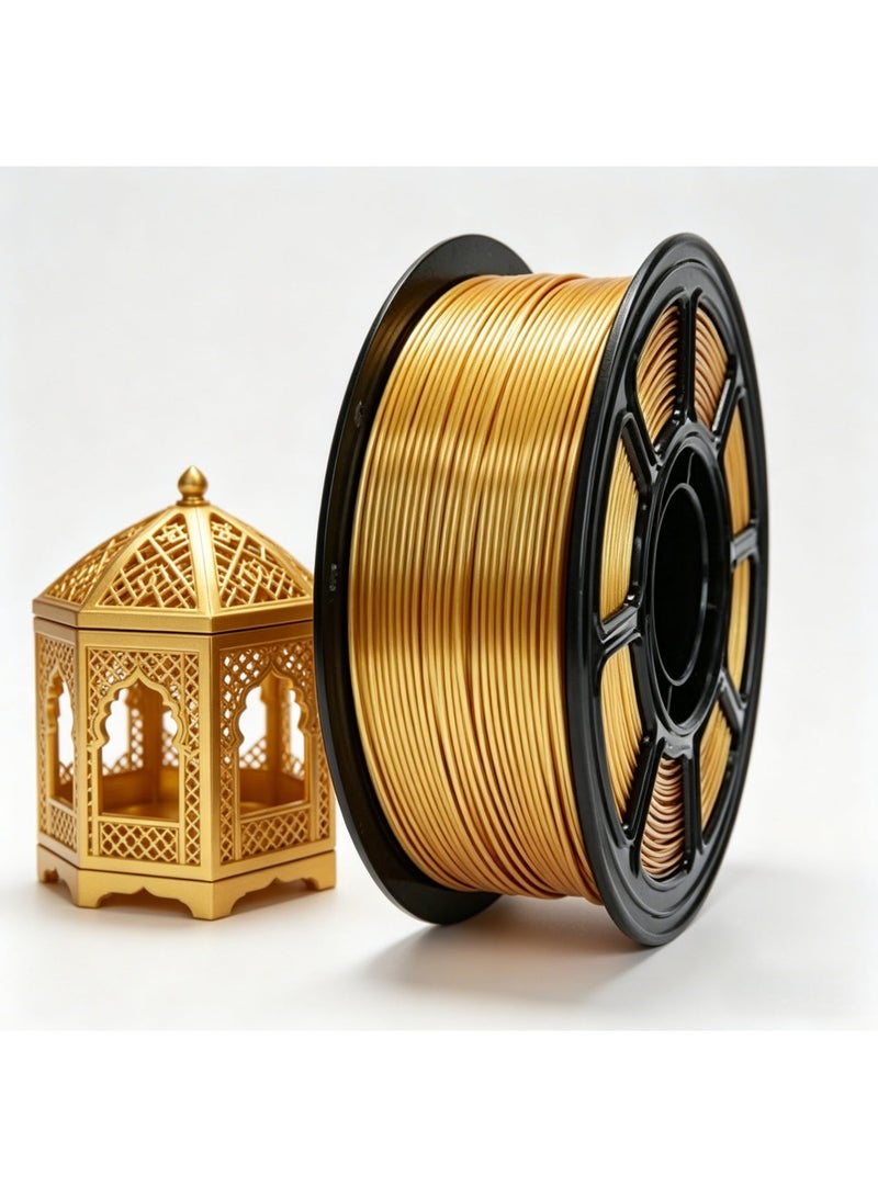 خيط طابعة ثلاثية الأبعاد، خيط PLA ذهبي 1.75 مم، خيط PLA للطباعة ثلاثية الأبعاد، خيط عالي السرعة، دقة أبعاد +/- 0.02 مم، متوافق مع معظم طابعات FDM ثلاثية الأبعاد، خيط PLA ذهبي - 1 كجم - Image 4