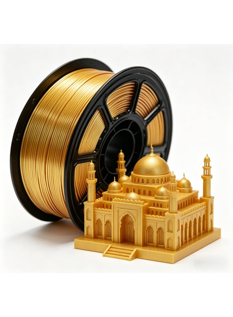 خيط طابعة ثلاثية الأبعاد، خيط PLA ذهبي 1.75 مم، خيط PLA للطباعة ثلاثية الأبعاد، خيط عالي السرعة، دقة أبعاد +/- 0.02 مم، متوافق مع معظم طابعات FDM ثلاثية الأبعاد، خيط PLA ذهبي - 1 كجم - Image 2