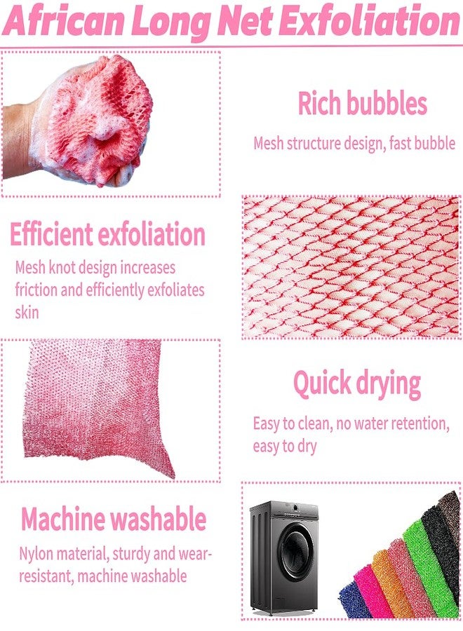 SPMKTBOZAI African Net Sponge Authentic, African Exfoliating Sponge Real African Net Black Owned, African Bath Sponge Back Scrubber, Body Exfoliator Shower Bath Accessories (Pink) - Image 4