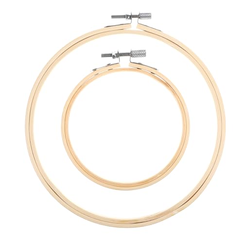 simarro 2 Pieces Embroidery Hoops 4 and 6 Round Embroidery Hoops Bamboo Round Cross Stitch Hoops Adjustable Frame Hoop for Embroidery Cross Stitch Art Craft Sewing and DIY Decoration - Image 1