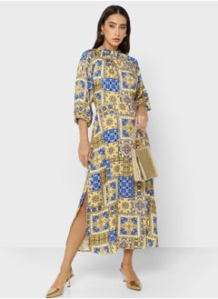 High Neck Printed Dress