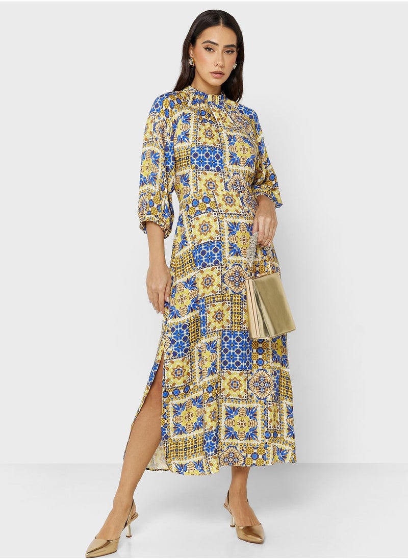 Closet London - High Neck Printed Dress - Image 1