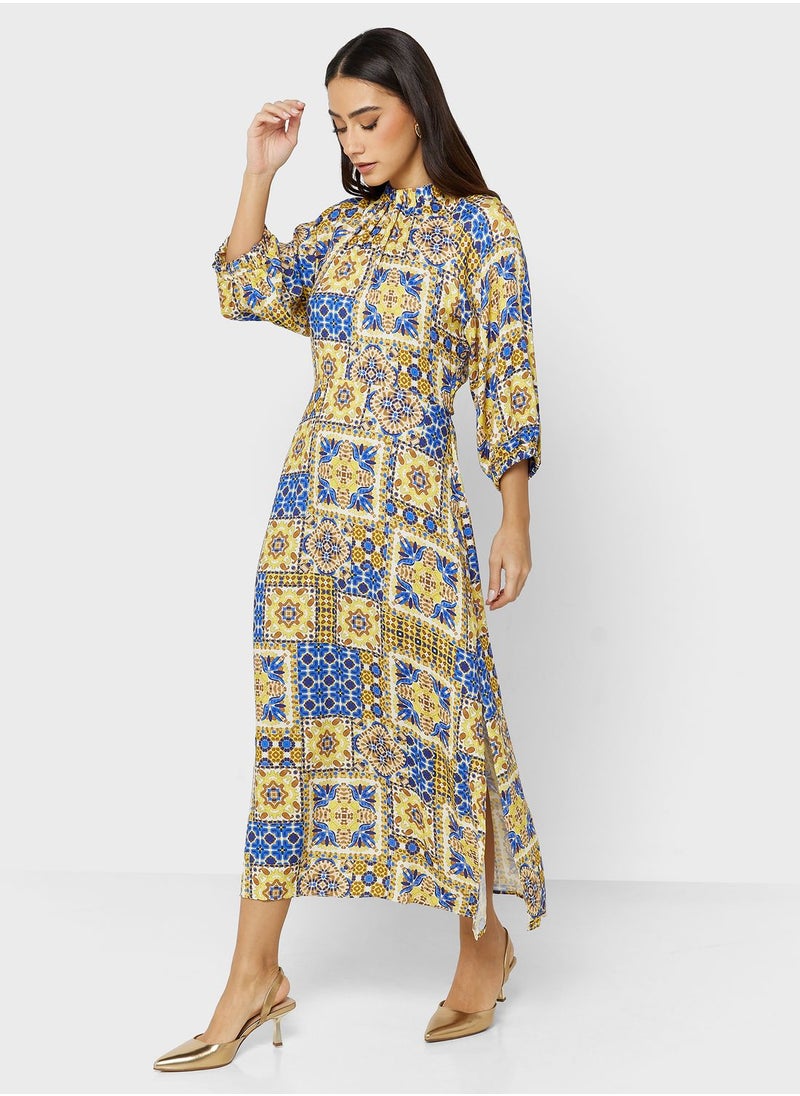 Closet London - High Neck Printed Dress - Image 1