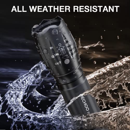 RECHOO Tactical Flashlight 4 Pack, Bright Zoomable LED Flashlight with High Lumens and 5 Modes, Waterproof Portable Pocket Flash Light for Emergency, Camping, and Outdoor Use - S1500 - Image 4