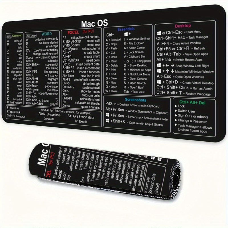 ماوس باد مكتبي عالي الكفاءة لنظام Mac بحجم 35.4x15.7 بوصة مع ملخص اختصارات كبير - Image 2