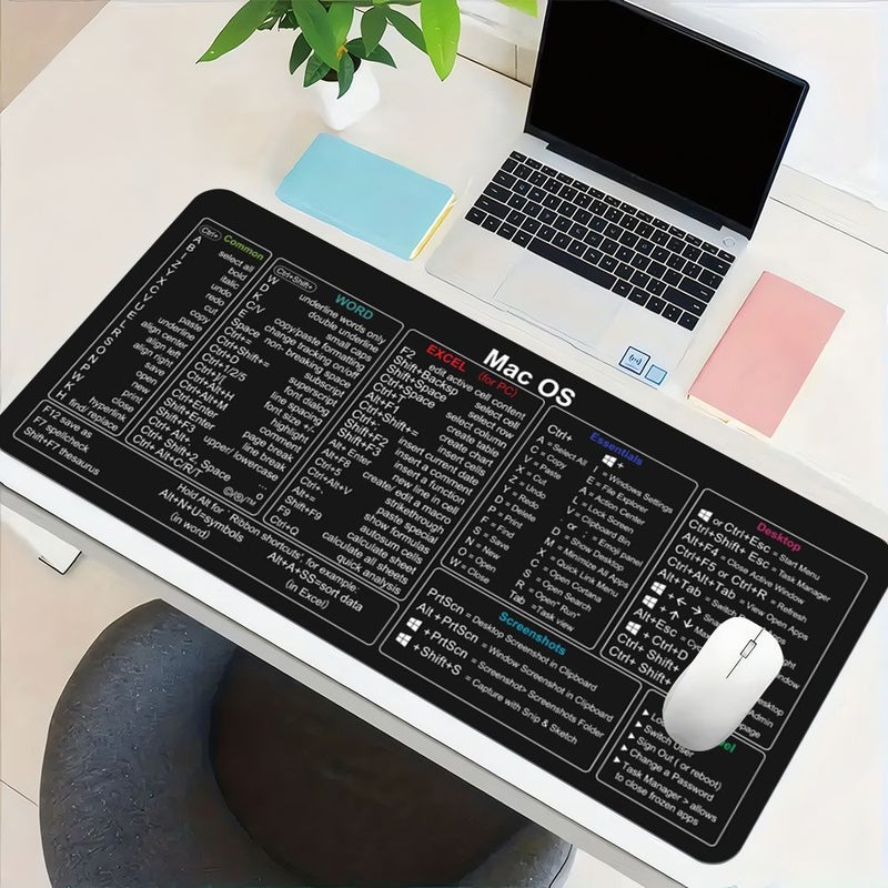 ماوس باد مكتبي عالي الكفاءة لنظام Mac بحجم 35.4x15.7 بوصة مع ملخص اختصارات كبير - Image 4