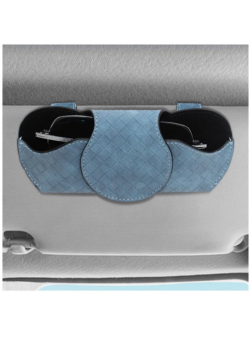 Excefore Sunglasses Holder for Car Visor, 2 Pcs Eyeglass Holder Organizer Box Leather Glasses Case with Clips for Car Visor Automotive Interior Visor Accessories - Image 2